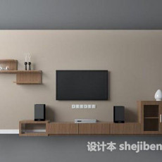 新中式电视墙  3d模型下载