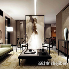 中式客厅3d模型下载