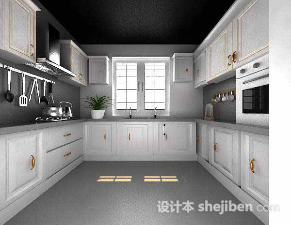 简欧整体厨房3d模型下载
