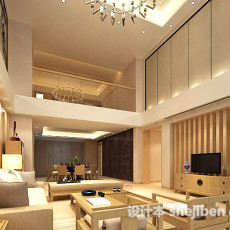 现代复式家居客厅3d模型下载